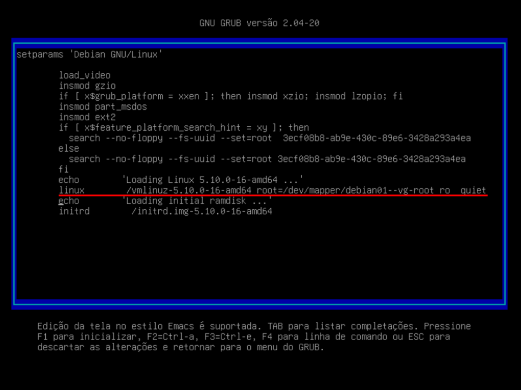 Configuração do GNU GRUB